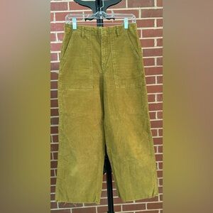 Urban Outfitters BDG Olive Green Cropped Corduroy Pants Workwear Utility 6/29